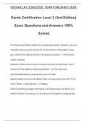 Dante Certification Level 2 &lpar;2nd Edition&rpar; Exam Questions and Answers 100&percnt; Solved