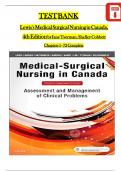 TEST BANK For Lewis's Medical Surgical Nursing in Canada&comma; 4th Edition by Jane Tyerman&comma; Shelley Cobbett&comma; Verified Chapters 1 - 72&comma; Complete Newest Version