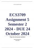 ECS3709 Assignment 5 &lpar;COMPLETE ANSWERS&rpar; Semester 2 2024 - DUE 24 October 2024&semi; 100&percnt; TRUSTED Complete&comma; trusted solutions and explanations&period; Ensure your success with us&period;&period;&period; 