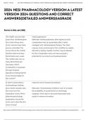 2024 HESI PHARMACOLOGY VERSION A LATEST VERSION 2024 QUESTIONS AND CORRECT ANSWERS&lpar;DETAILED ANSWERS&rpar;&vert;AGRADE