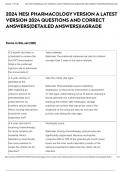 2024 HESI PHARMACOLOGY VERSION A LATEST VERSION 2024 QUESTIONS AND CORRECT ANSWERS&lpar;DETAILED ANSWERS&rpar;&vert;AGRADE