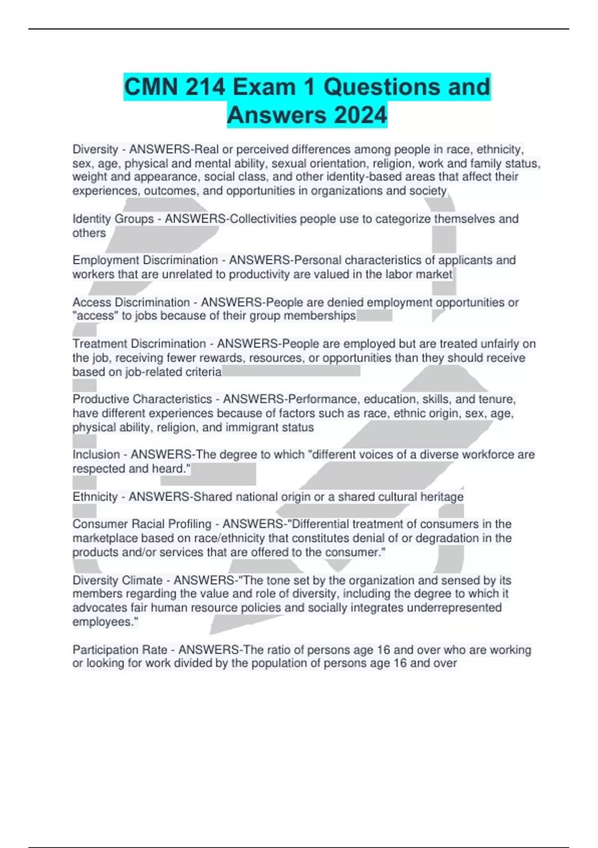 CMN 214 Exam 1 Questions and Answers 2024 - CMN 214 - Stuvia US