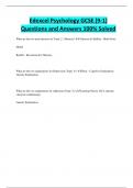 Edexcel Psychology GCSE &lpar;9-1&rpar; Questions and Answers 100&percnt; Solved