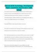 Edexcel GCSE Psychology&comma; Development Paper1 Questions And Answers 100&percnt; Solved