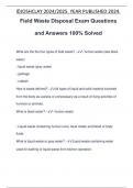 Field Waste Disposal Exam Questions and Answers 100&percnt; Solved