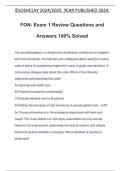 FON- Exam 1 Review Questions and Answers 100&percnt; Solved