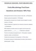 Fortis Microbiology Final Exam Questions and Answers 100&percnt; Pass