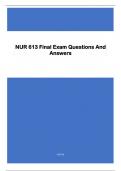 NUR 613 Final Exam Questions And Answers