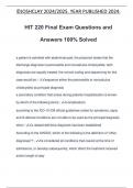 HIT 220 Final Exam Questions and Answers 100&percnt; Solved