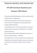 HIT 220 Final Exam Questions and Answers 100&percnt; Solved