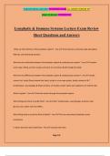 Lymphatic & Immune Systems Lecture Exam Review Sheet Questions and Answers