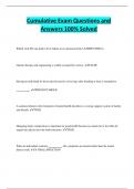 Cumulative Exam Questions and Answers 100&percnt; Solved