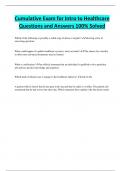 Cumulative Exam for Intro to Healthcare Questions and Answers 100&percnt; Solved
