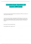 Cumulative Exam Questions and Answers 100&percnt; Solve