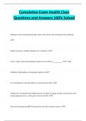 Cumulative Exam Health Class Questions and Answers 100&percnt; Solved