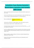 Cumulative Exam Review Semester 2 World History Questions And Answers 100&percnt; Solved
