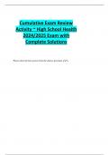 Cumulative Exam Review Activity ~ High School Health 2024&sol;2025 Exam with Complete Solutions