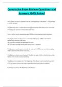Cumulative Exam Review Questions and Answers 100&percnt; Solved