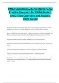 CWEA Collection Systems Maintenance Practice Questions for CWEA Grade 1 and 2 Tests Questions and Answers 100&percnt; Solved