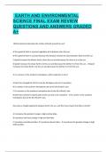 Earth and Environmental Science Final Exam Review