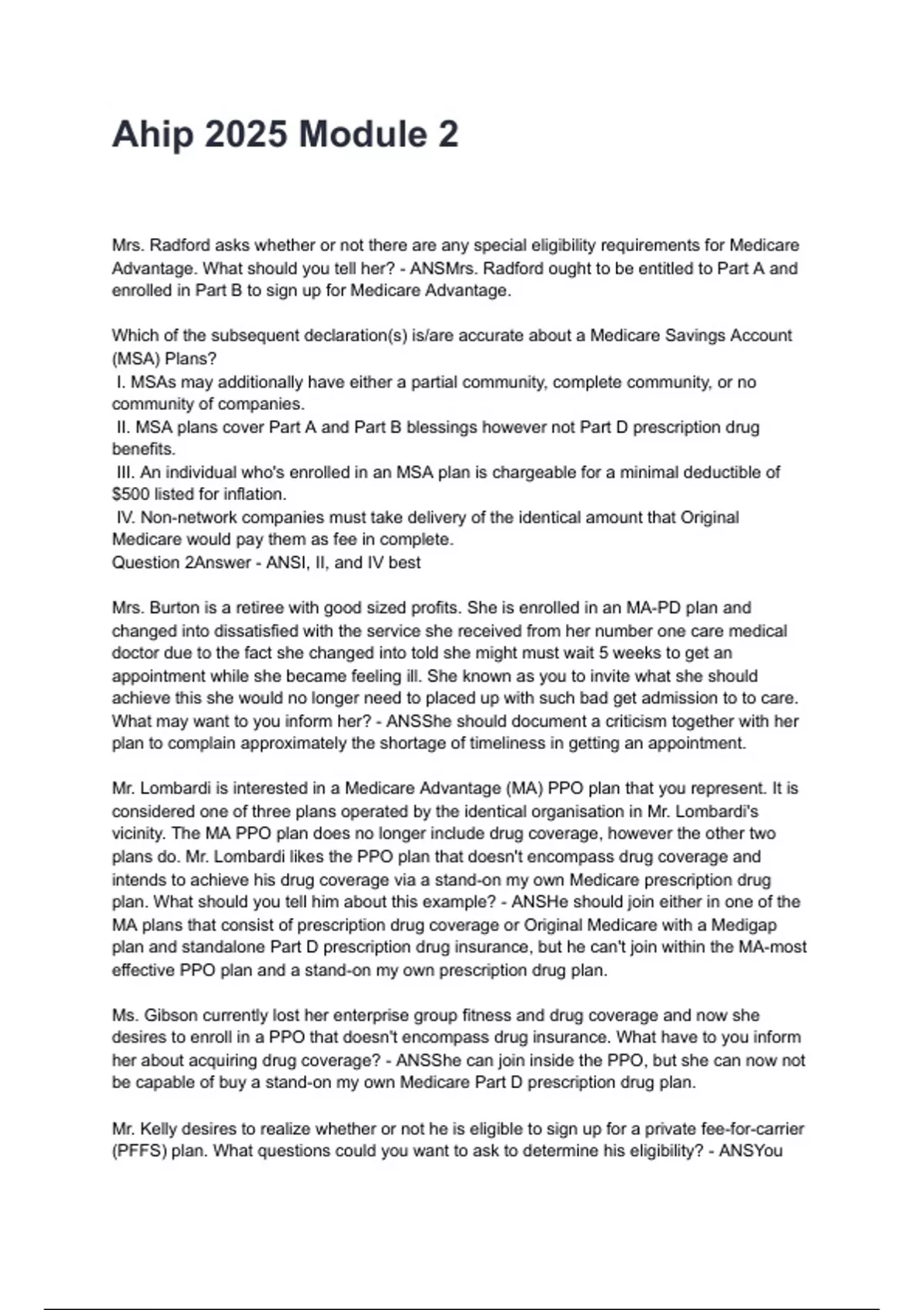 Ahip 2025 Module 2 QUESTIONS AND ANSWERS (2025/2026) (VERIFIED ANSWERS