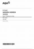 AQA A LEVEL MODERN HEBREW PAPER 1   7672&sol;1 MARK SCHEME PAPER 2024