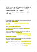 HCA FINAL EXAM REVIEW 2024&vert;BRAND NEW ACTUAL EXAM QUESTIONS AND &lpar;100&percnt;&rpar; CORRECT AMSWERS ALL GRADED A&plus;&vert;GUARANTEED SUCCESS&vert;LATEST UPDATE 2024-2025