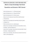 Marine Corps Knowledge Test Exam Questions and Answers 100&percnt; Solved