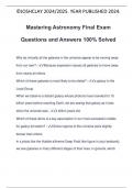 Mastering Astronomy Final Exam Questions and Answers 100&percnt; Solved