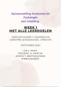 Anatomie en Fysiologie een inleiding Week 1 2024 compleet &sol; Hogeschool Utrecht&comma; compleet met alle leerdoelen
