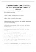 Excel Certification Exam UPDATED ACTUAL Questions and CORRECT  Answers