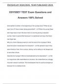 ODYSSEY TEST Exam Questions and Answers 100&percnt; Solved