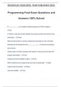 Programming Final Exam Questions and Answers 100&percnt; Solved
