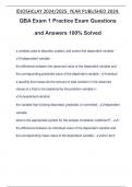 QBA Exam 1 Practice Exam Questions and Answers 100&percnt; Solved