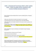 D307 - Educational Psychology WGU Latest update 2024 &ndash; 2025 Compilation  Exams&sol;Questions with Verified Answers&sol; Rated A 