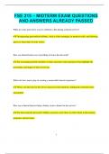 FSE 215 &ndash; MIDTERM EXAM QUESTIONS AND ANSWERS ALREADY PASSED