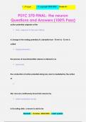 PSYC 370 FINAL- the neuron Questions and Answers &lpar;100&percnt; Pass&rpar;