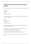 Pulmonary Quiz well answered already passed