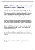  CCRN-NICU Latest Exam Questions And Answers &lpar;Revised & Updated&rpar;&period;