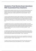  Obstetrics Final Review Exam Questions With Guaranteed Pass Solutions&period;