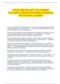  COUC 506 Quiz &num;2&colon; The Christian Counselor's Ministry And Roles Questions And Answers Updated&period;