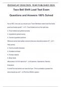 Taco Bell Shift Lead Test Exam Questions and Answers 100&percnt; Solved