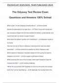 The Odyssey Test Review Exam Questions and Answers 100&percnt; Solved