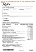 Actual 2024 AQA A-level FRENCH 7652&sol;1 Paper 1 QP &plus; Mark Scheme &plus; Insert &plus; Listening Transcript
