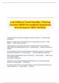 Learn2Serve Food Handler Training Course &lpar;ANSI Accredited&rpar; Questions And Answers 100&percnt; Verified&period;