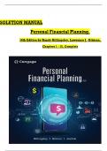SOLUTION MANUAL Personal Financial Planning&comma; 16th Edition by Randy Billingsley&comma; Lawrence J&period; Gitman All Chapters 1 to 15 complete Verified editon