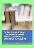CCPA FINAL EXAM QUESTIONS WITH 100&percnt; &lpar;VERIFIED&rpar; CORRECT ANSWERS&excl;&excl;