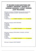 PT BOARDS EXAM QUESTIONS AND CORRECT ANSWERS &vert; GRADED A&plus; &vert; VERIFIED ANSWERS &vert; LATEST VERSION &lpar;JUST RELEASED&rpar;