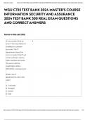 WGU C725 TEST BANK 2024 MASTER'S COURSE INFORMATION SECURITY AND ASSURANCE 2024 TEST BANK 300 REAL EXAM QUESTIONS AND CORRECT ANSWERS
