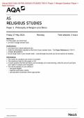 Actual 2024 AQA AS RELIGIOUS STUDIES 7061&sol;1 Paper 1 Merged Question Paper &plus; Mark Scheme